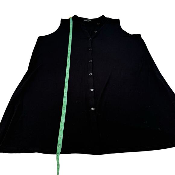EILEEN FISHER Black Viscose Button Up Sleeveless Blouse Top Size Small #R16VFF - Picture 9 of 9
